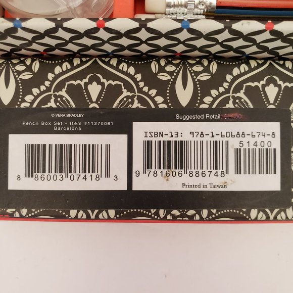 Vera Bradley Pencil Set Barcelona 8 Pencils 1 Sharpener - Picture 3 of 5